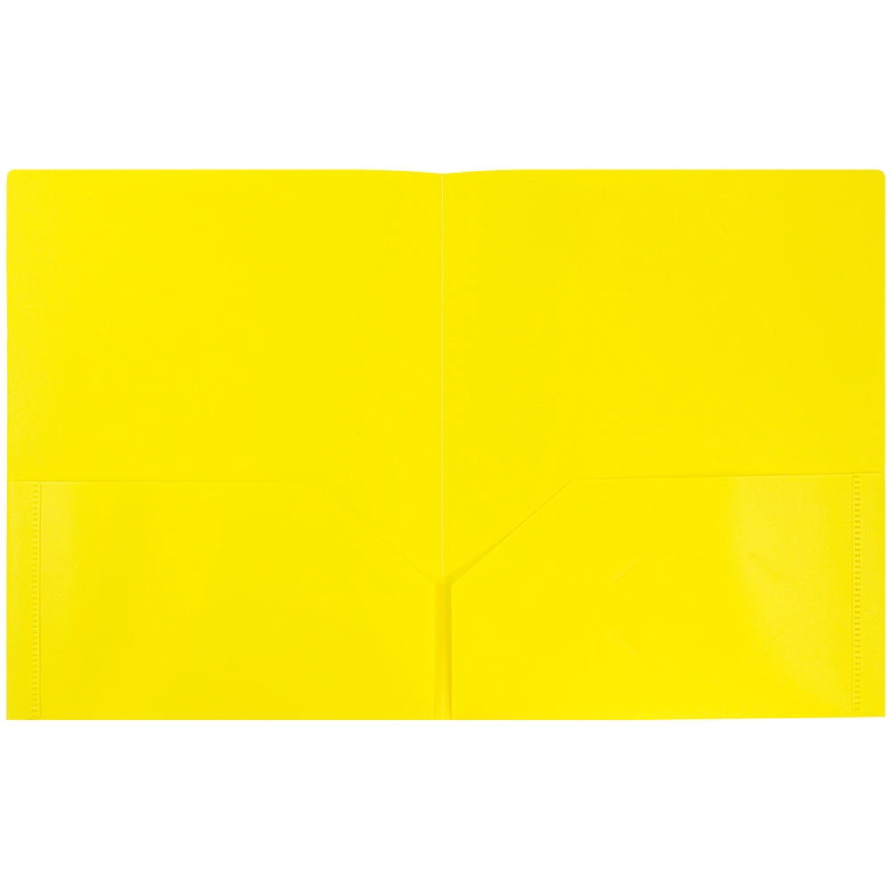 JAM Paper Plastic 2 Pocket School POP Folders, Yellow, 6 per Pack