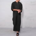 thumbnail image 4 of Men's Muslim Arabia Casual Long Sleeve Robe - Pocket Loose Solid Muslim Shirt, 4 of 8