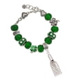 thumbnail image 2 of Delight Jewelry Silvertone Small Tassel - Green Irish Luck Bead Charm Bracelet, 7.5", 2 of 4