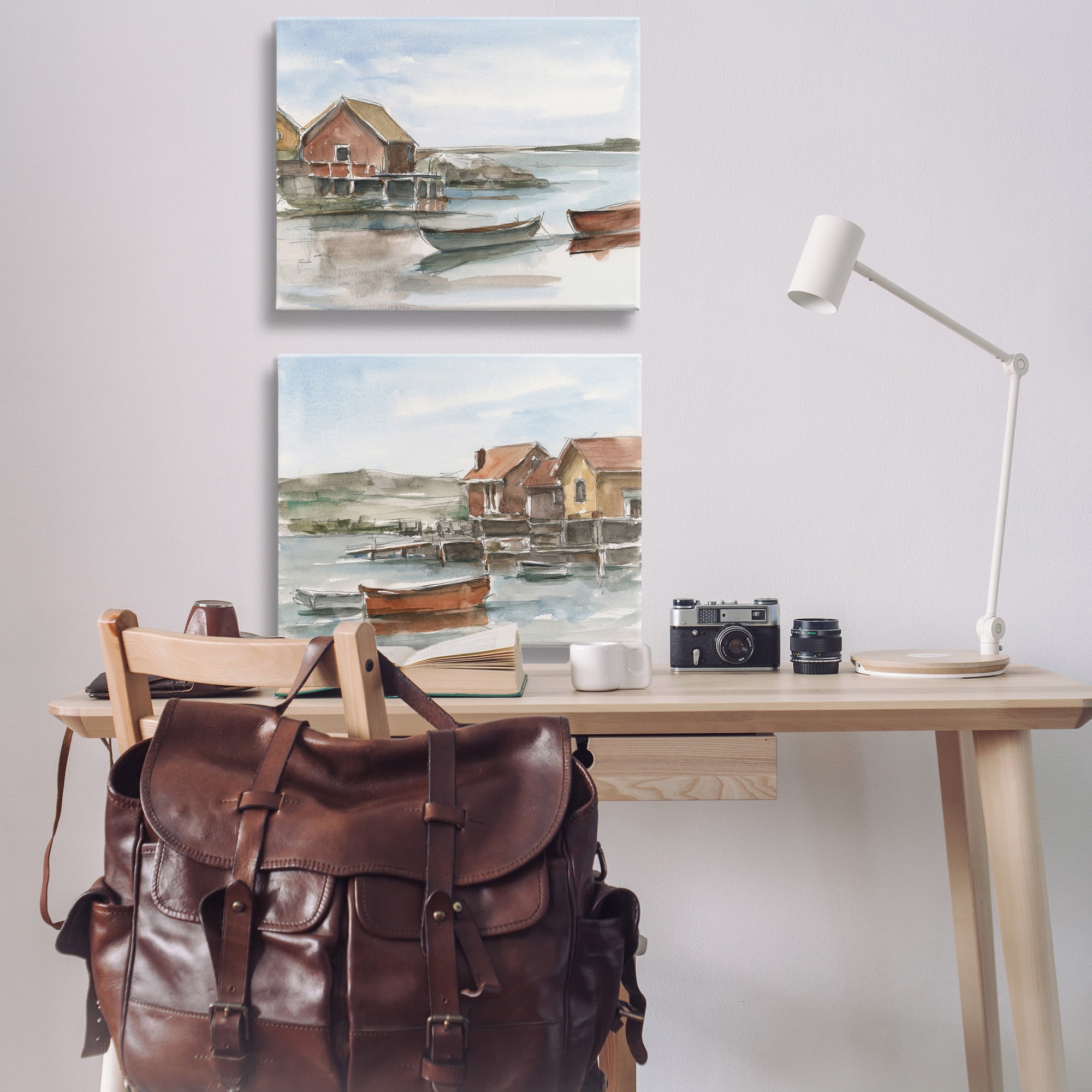 Stupell Industries Coastal Shack Landscape Landscape Painting Gallery Wrapped Canvas Art Print Wall Art, 30 x 24, Set of 2