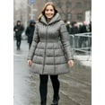 thumbnail image 4 of Womens Premium Lightweight Puffer Jacket light Grey Quilted Down Winter Coat-XL, 4 of 9