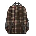thumbnail image 2 of Brown and Red Checkered Pattern Backpack for School, Cute School Bag with Adjustable Shoulder Straps and Padded Back, 16.9"x12.6"x5.9", 2 of 3