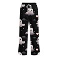 thumbnail image 4 of Edvintorg Lounge Pants Women Halloween Printed Loose Trouser Elastic Waisted Wide Leg Pant with Drawstring Womens Clothes Black S-2XL, 4 of 8