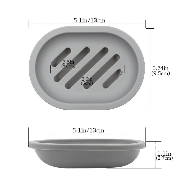 GLUAAE 2-Pack Soap Dish with Drainage Slots, Gray photo 7