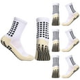thumbnail image 1 of ZYNERY  4 pares de calcetines de fútbol masculino, calcetines de cuello  deportivos antideslizantes, calcetines deportivos antideslizantes, calcetines deportivos al aire libre para adultos (Blanco), 1 of 6