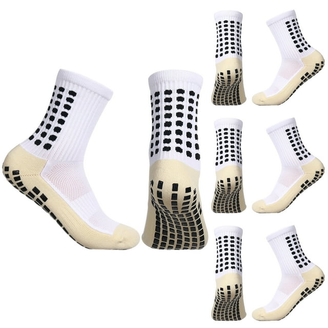ZYNERY 4 pares de calcetines de fútbol masculino, calcetines de cuello deportivos antideslizantes, calcetines deportivos antideslizantes, calcetines deportivos al aire libre para adultos (Blanco)