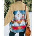 thumbnail image 3 of HSHDLDF Women's Aztec Denim Jacket Distressed Lapel Long Sleeve Vintage Button Down Denim Jacket Shacket, 3 of 4
