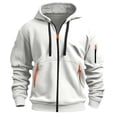 thumbnail image 6 of Delconic Mens Zip Up Hoodie Jacket Long Sleeve Drawstring Hood Sweatshirt with Multiple Zipper Pockets Casual Active Outerwear Light Gray 2XL, 6 of 9