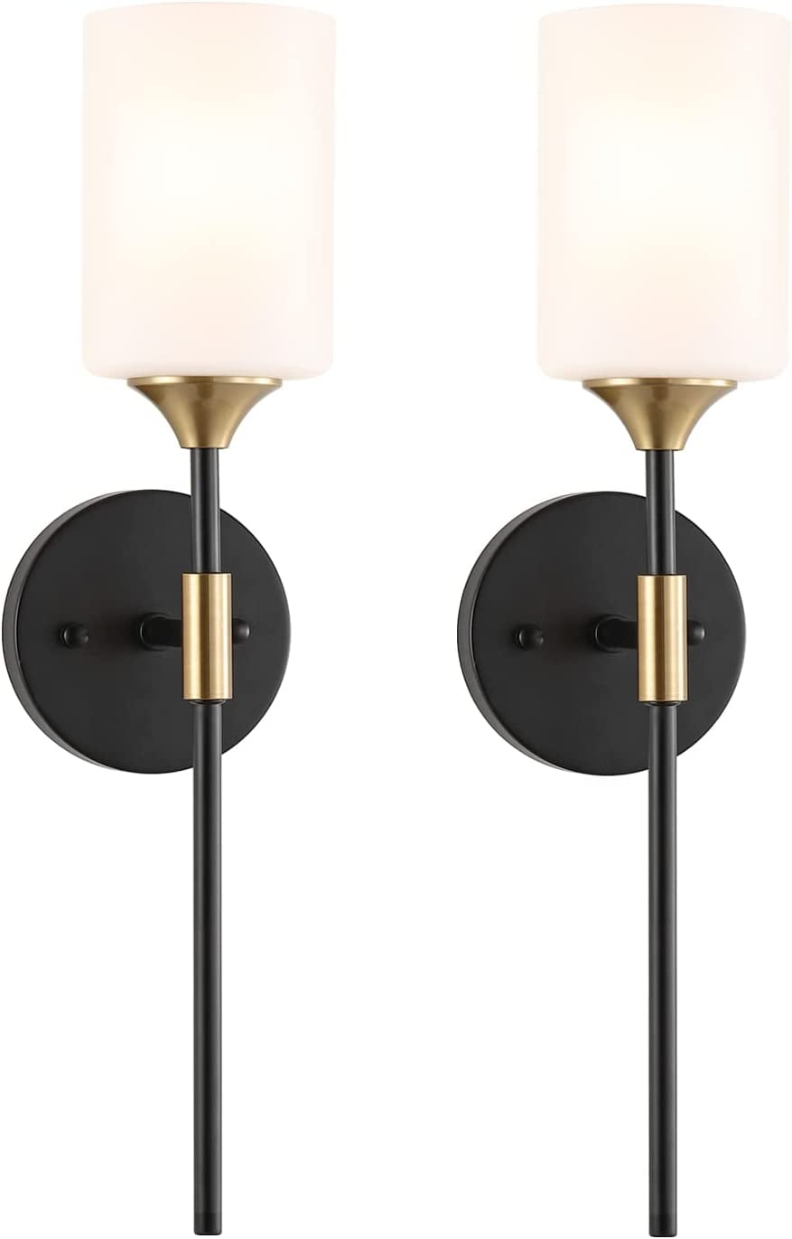 BBNBDMZ Industrial Mid Century Wall Sconce Set of 2 with White Cylinder