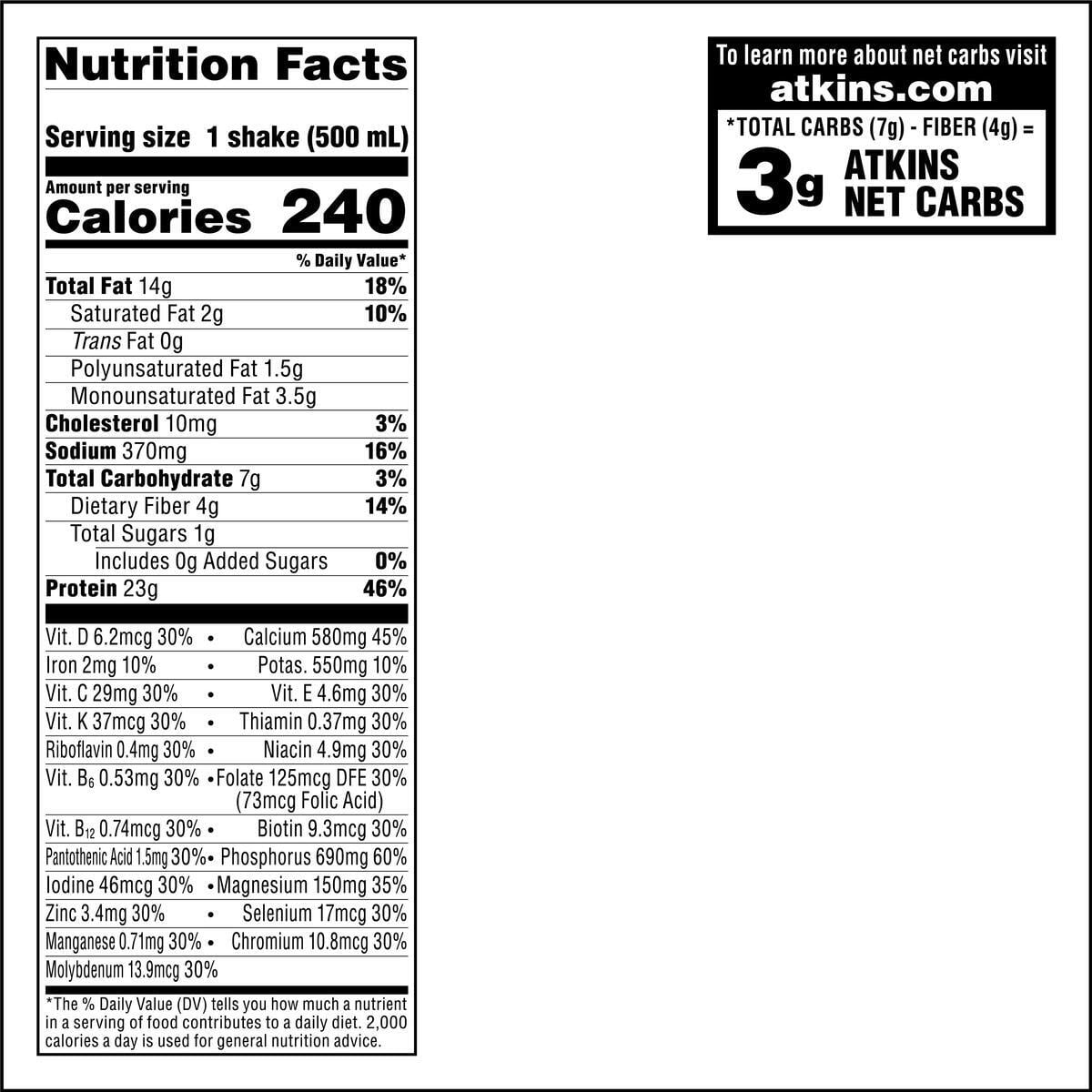 Atkins Meal Size Protein-Rich Shake, Vanilla Cream, 16.9 fl oz, 3/4ct Packs