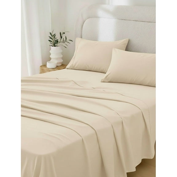 Rug Branch California Cotton Club 4 PC Queen Sheet Set – 600 Thread Count, 100% Long-Staple Cotton, Fits Thick Mattresses, Soft Sateen Weave, Breathable, Durable, Machine Washable – Ivory