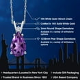 thumbnail image 2 of Gem Stone King 14K White Gold Purple Amethyst and White Moissanite Pendant Necklace for Women | 2.69 Cttw | Gemstone February Birthstone | Pear Shape 12X8MM | With 18 inch Chain, 2 of 7