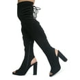 thumbnail image 3 of Faux Suede Peep Toe - Thigh High Zipper Closure Lace Up - Chunky High Heel Over The Knee Boot 5.5, 3 of 4