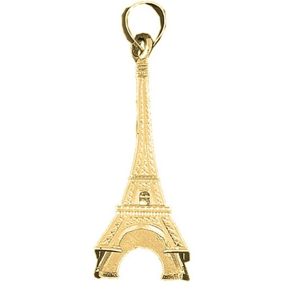 18K Yellow Gold 3D Eiffel Tower Pendant - 55 mm