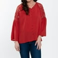 thumbnail image 3 of Elsie & Zoey Mckenna Lace Back Long Sleeve V-Neck Blouse for Women, 3 of 7