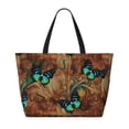 thumbnail image 2 of Gaeub Vintage Butterfly Green Print Beach Bag,Large Tote Bag,Waterproof Sandproof Women Tote Bag,Pool Bag with Zipper for Gym Grocery Travel, 2 of 7