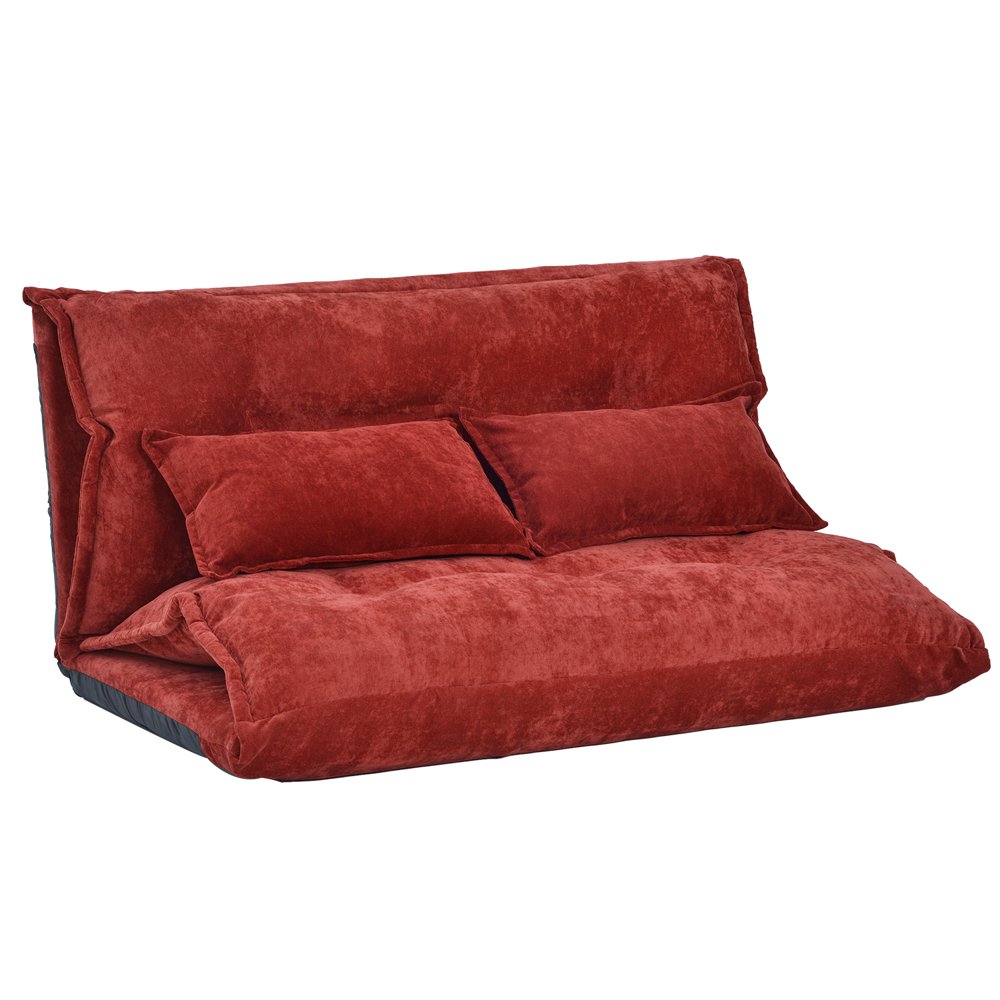 Red Home Sofa Bed Adjustable Folding Futon Sofa Leisure Sofa Bed with