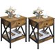 thumbnail image 1 of Set de 2pcs Mesitas de Noche de Estilo Industrial Mesa Auxiliar con Estante Mesa de Noche de Madera MDF para Salon Sofá Dormitorio Marrón Rústico, 1 of 5