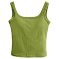 thumbnail image 4 of HOCIRET Tank Top with Built In Bra for Women Adjustable Spaghetti Strap Tops Solid Scoop Neck Padded Cami Shirt Y2k Layering Shapewear Army Green One Size, 4 of 5