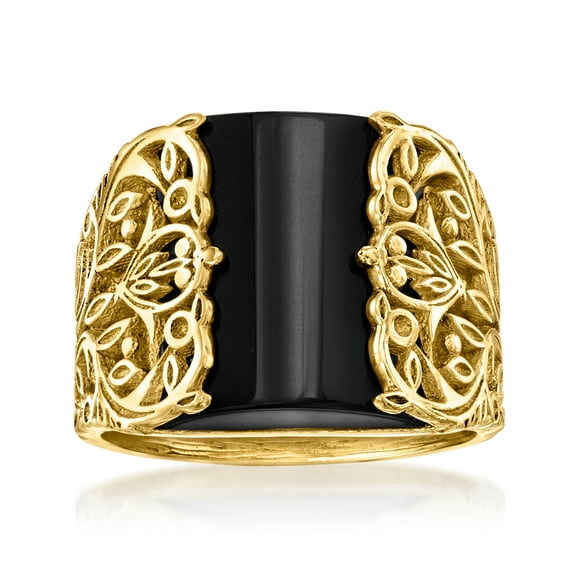 Ross-Simons Onyx Openwork Ring in 18kt Gold Over Sterling, Women's, Adult