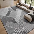 thumbnail image 7 of Pentantan 9'x12' Area Rugs for Living Room, Machine Washable Modern Stripe Neutral Rug, Non Slip Low Pile Waterproof Indoor Carpet for Bedroom Dining Room Office, Easy to Clean, Gray, 7 of 7