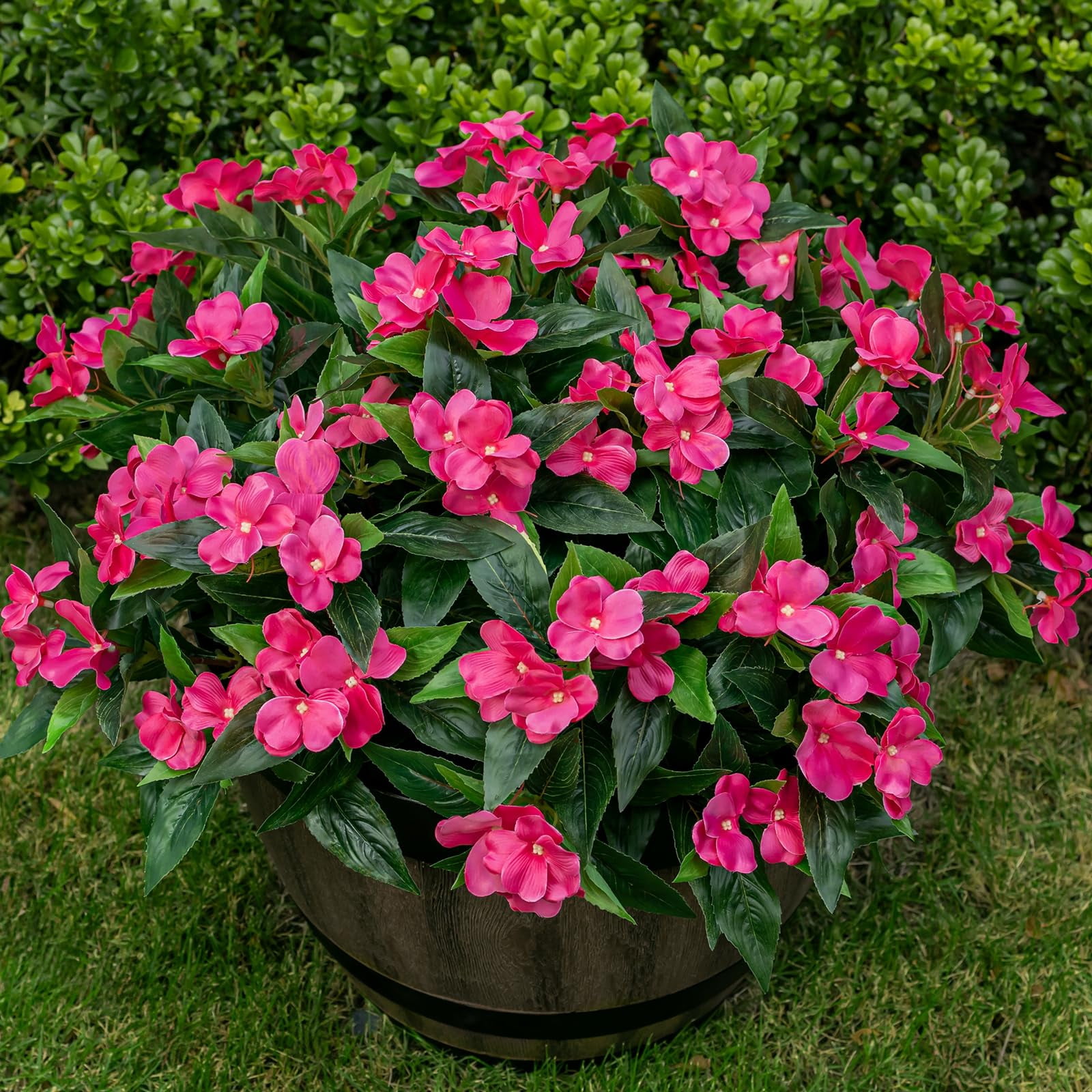 Artificial Fake Flowers for Outdoor Décor 6 Bundles UV Resistant Fake Plants for Planter Faux Flowers