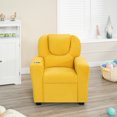 thumbnail image 5 of Naomi Home Kids Push-Back Recliner Chair with Footrest & Cup Holder – Microfiber, Yellow, Ages 3+, 5 of 11