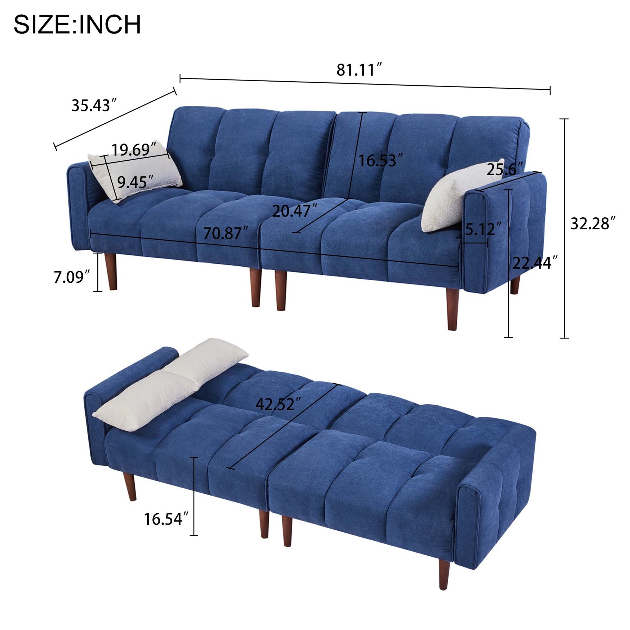 Aukfa Futon Convertible Sofa Bed, 81