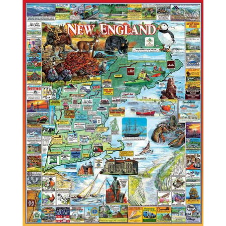 Best Of New England - 1000 Piece Jigsaw Puzzle, This Best of New England jigsaw puzzle features some of the greatest places to stay and visit in the region. By White Mountain Puzzles Ship from