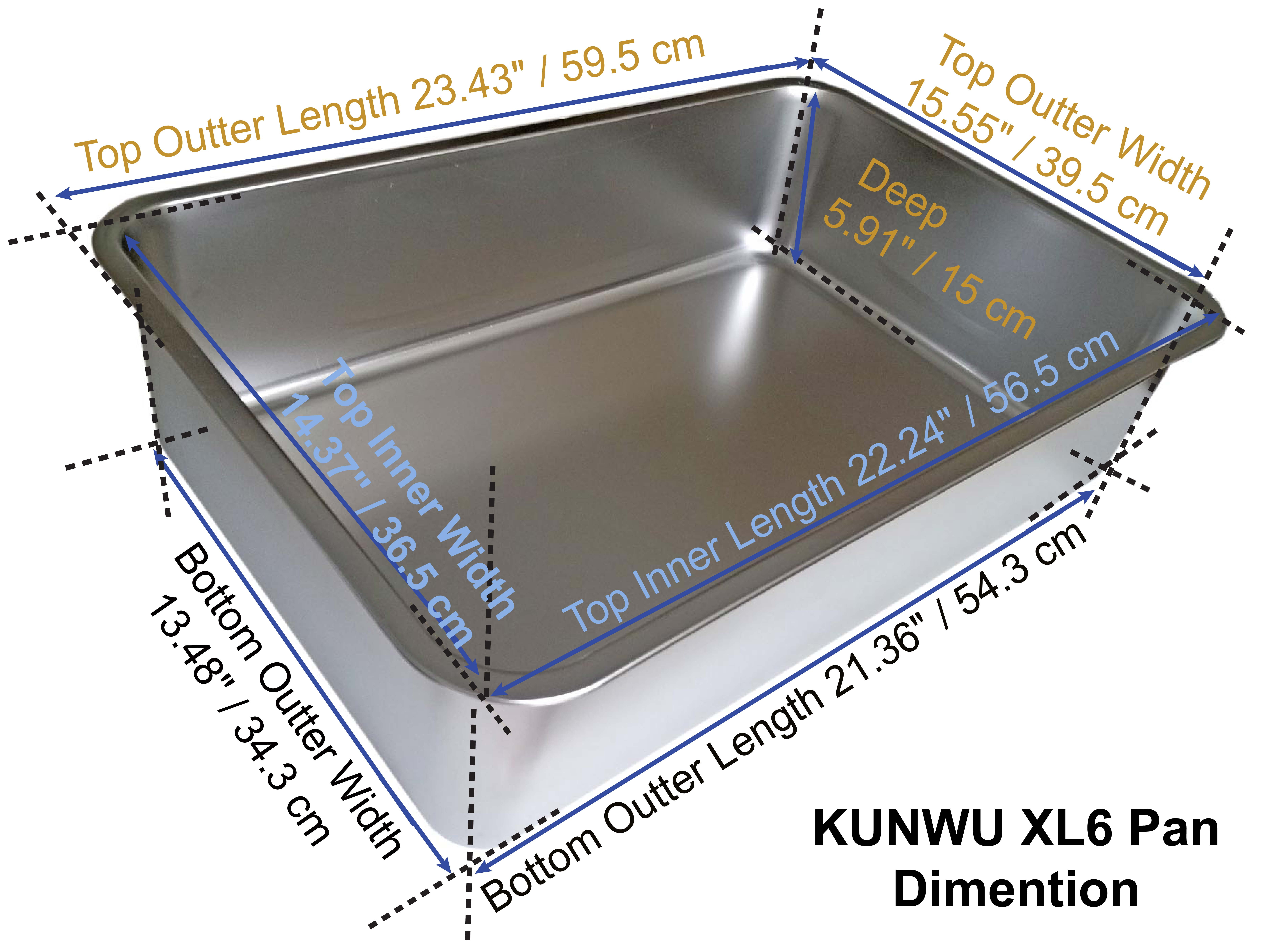 KUNWU Stainless Steel Semi-closed Cat Litter Box 24"x 16"x 12" with Enclosure Lid, Scoop and Step, Easy Clean, Never Absorbs Odor