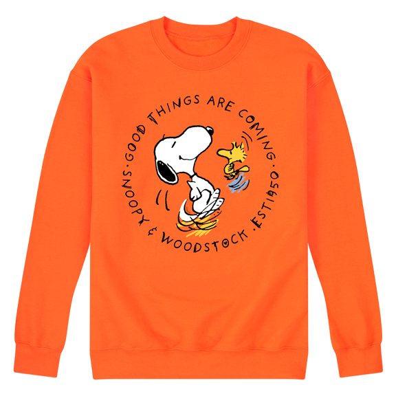 Peanuts - Good Things Are Coming Circle - Men's Crew Neck Fleece Pullover
