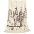 thumbnail image 2 of Rateoe Cowboys Riding Horses Print Fuzzy Fleece Throw Blanket Extra Large,Super Soft,Fluffy and Warm Blankets for Couch,Bed,All Season Use (40"x30"), 2 of 8