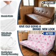 thumbnail image 3 of Aplkyhs Pink Stripe Bow Heart RV Folding Sofa Cushion Covers Stretch Anti-Slip Camper Cushions Cover Easy to Install Couch Cushion Slipcovers Washable RV Furniture Protector for Sofa Bed, 3 of 7