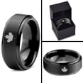 thumbnail image 4 of Tungsten Canadian Maple Leaf Band Ring 8mm Men Women Comfort Fit Black Step Bevel Edge Brushed Polished, 4 of 4