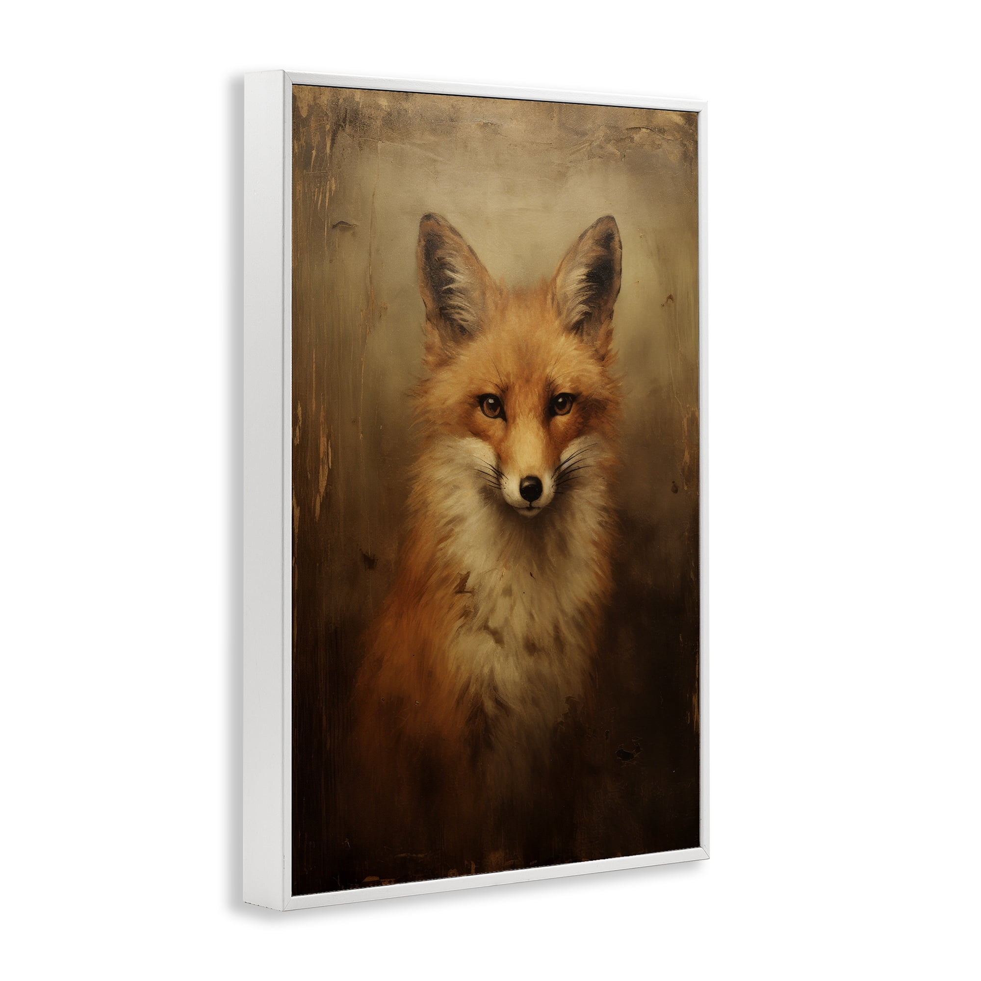 Stupell Industries Dark Fox Visage Animals & Insects Painting White Framed Art Print Wall Art, 20 x 30