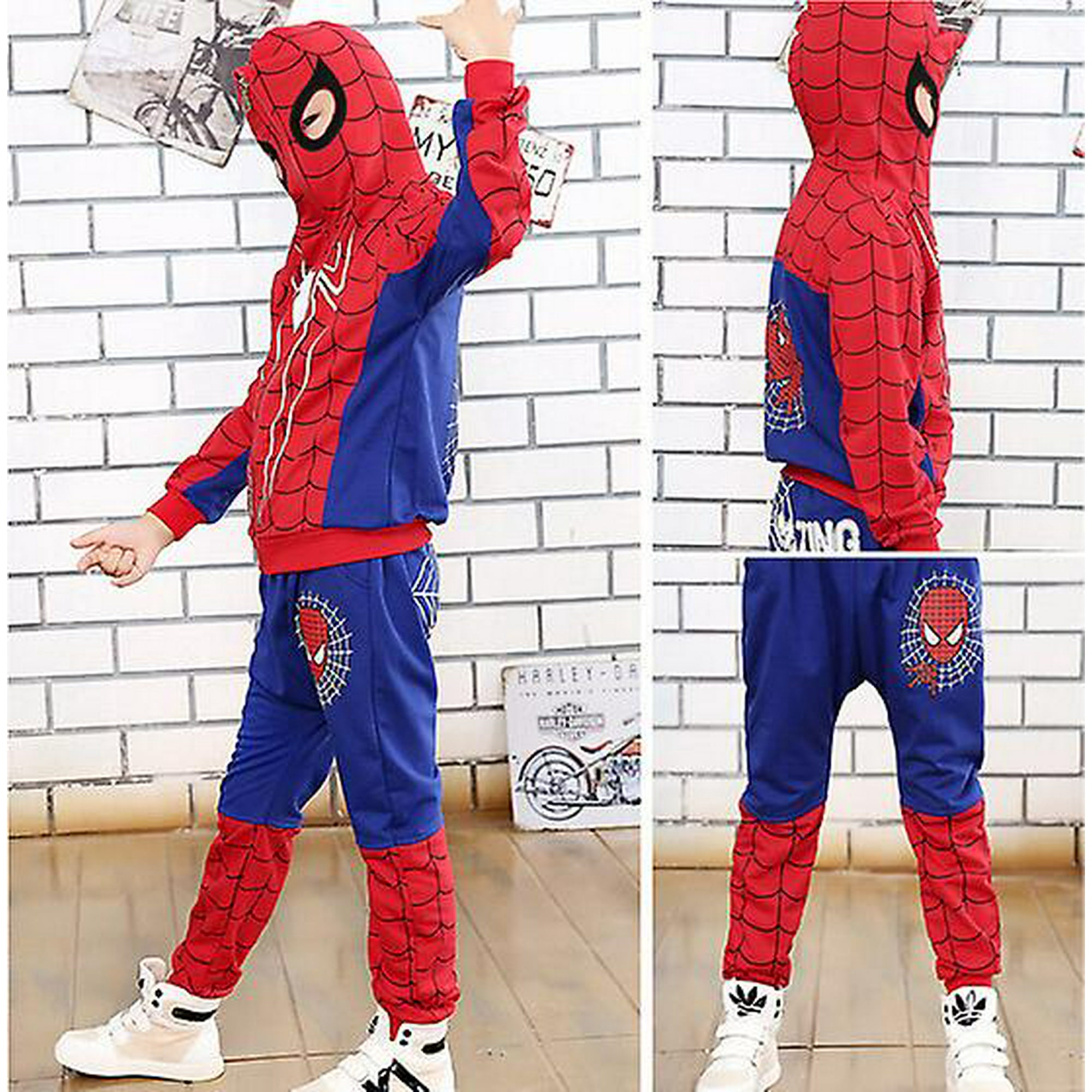 Kids Boy Spiderman Hoodie Outfits Fancy Set Sweatshirt Pants