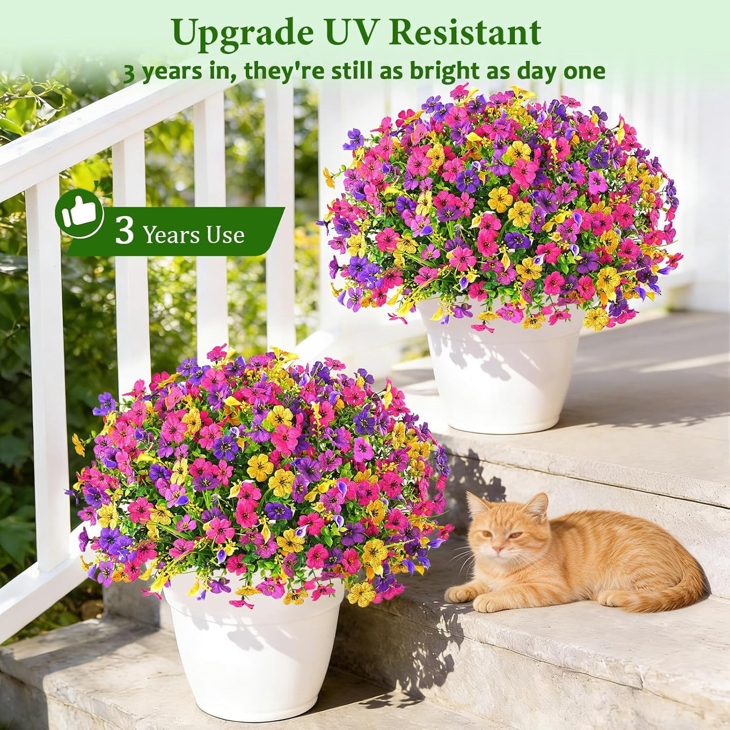 for Outdoors, 14 Bundles Faux Plants Outdoor for tion, UV Resistant Fake Flowers Artificial Plants & Flowers for Outdoors Garden Decor