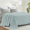 thumbnail image 3 of Superior Milan Cotton Textured Striped Woven Blanket, California King, Aqua, 3 of 12