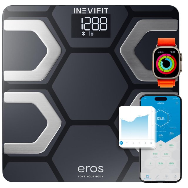 INEVIFIT EROS - Báscula digital de baño con Bluetooth y aplicación inalámbrica para smartphone (400