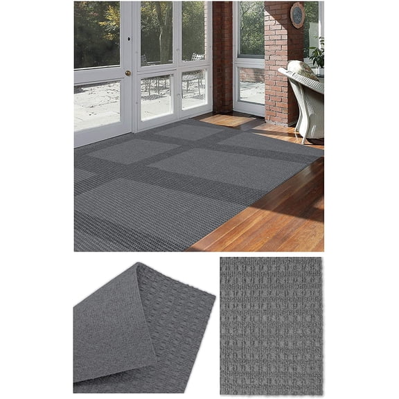 2'x3' Soft and Durable Interlace Indoor - Outdoor Area Rugs Lightweight and Flexible for Easy Cleaning and Transport (Color: Sky Grey)