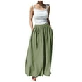 thumbnail image 4 of Women' s Culottes Linen Blend Wide Leg Pants Elastic Waist Casual Lightweight Flowy Palazzo Lounge Trousers with Pockets, 4 of 4