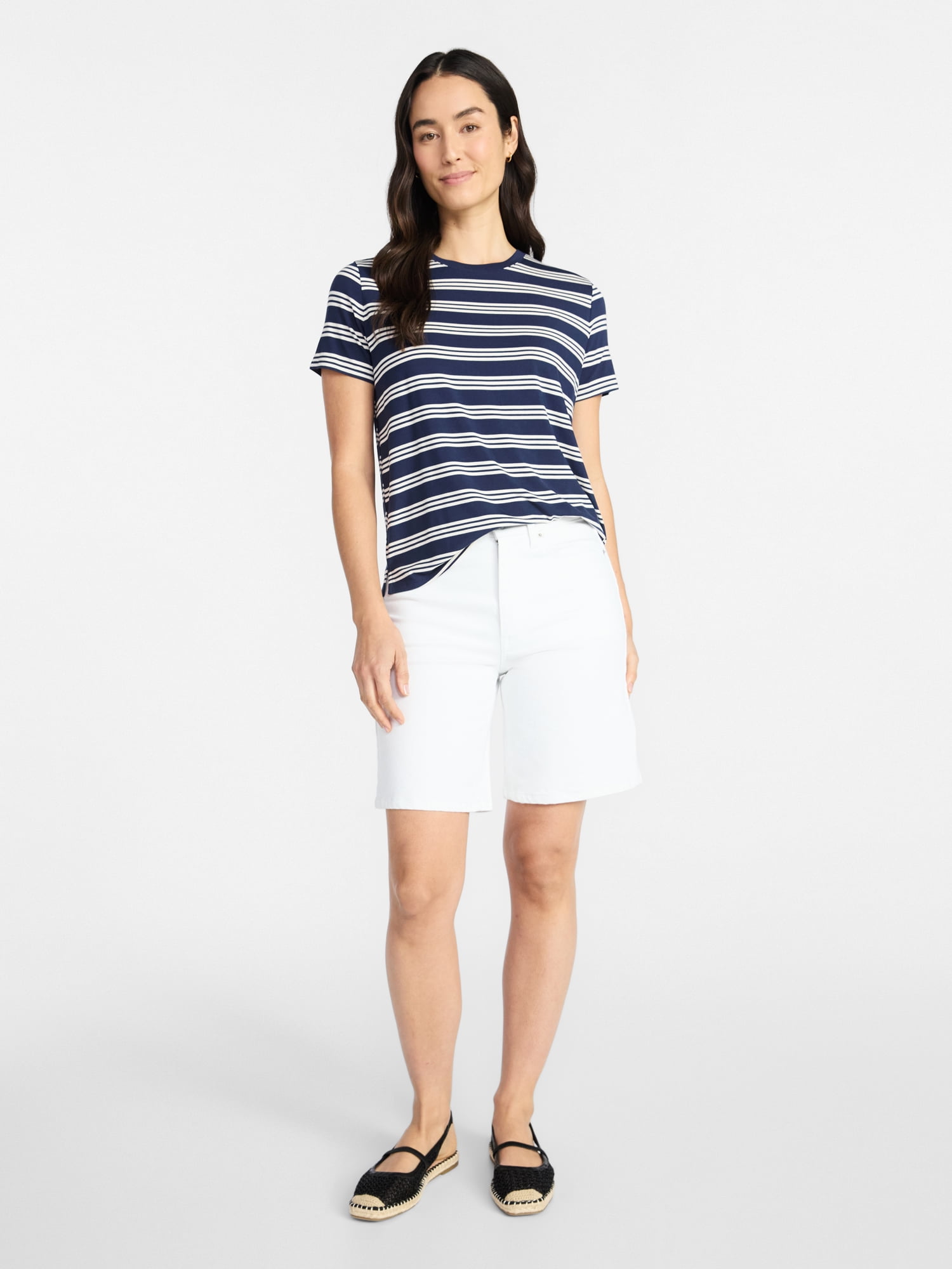 Time and Tru Women's Boxy Tee with Short Sleeves, Sizes XS-XXXL