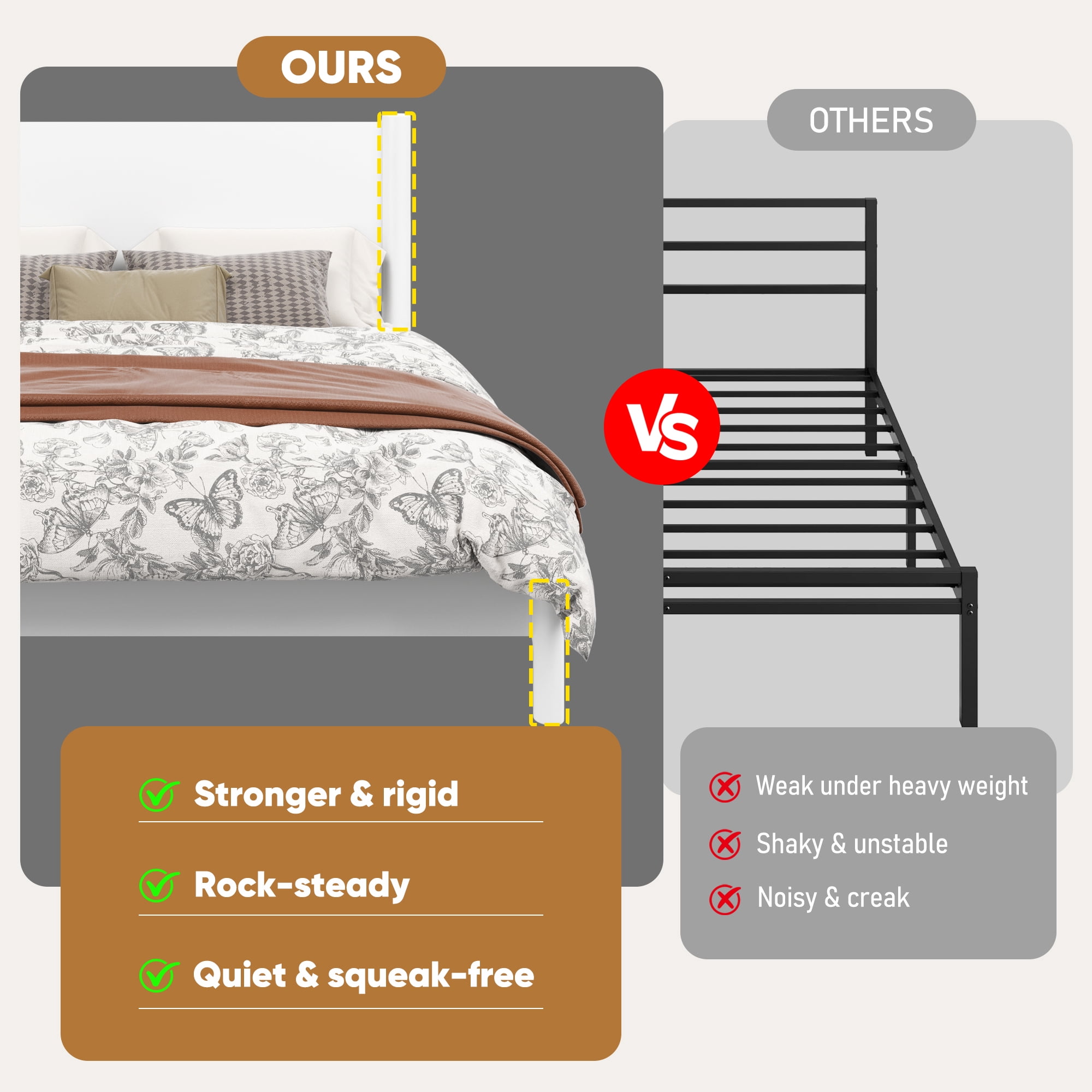 Frostbloom Full Size Solid Wood Platform Bed Frame, with 7.3'' Under-bed Storage, White