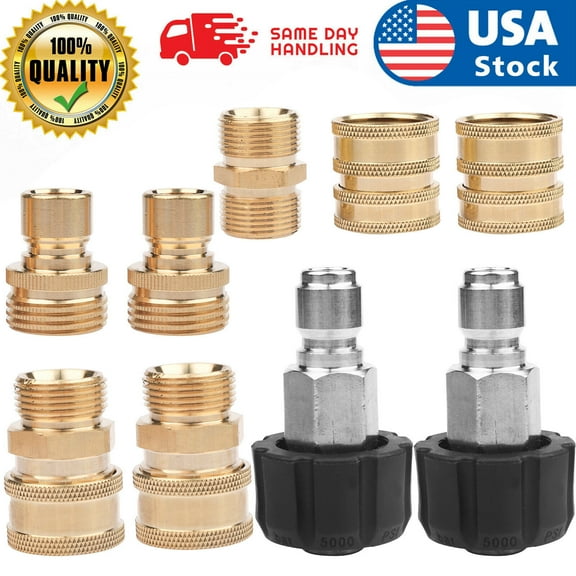 LineYDI 9Pc Pressure Washer Adapter Set Quick Disconnect Kit M22 Swivel to 3/8'' Connect