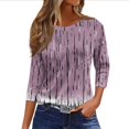 thumbnail image 2 of Women Blouses Dressy Casual 3/4 Sleeve Round Neck Plus Size Floral Print Loose Fit Tunic Tops for Summer Khaki 2XL, 2 of 5