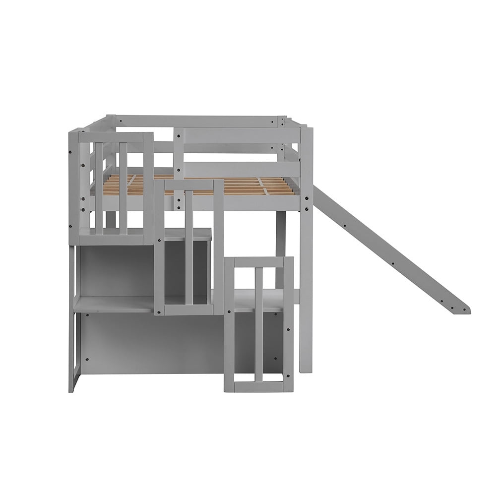 Private Jungle Twin Loft Bed with Staircase and Slide, Solid Wood, Multiple Finishes Private Jungle Twin Loft Bed with Staircase and Slide, Solid Wood, Multiple Finishes