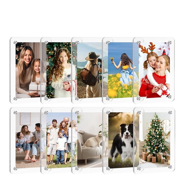de Fotos Magnético, de Fotos con Imán Acrílico para Refrigerador, Marcos de Fotos Transparentes de 2,36 X 3,54 Pulgadas, Paquete de 10