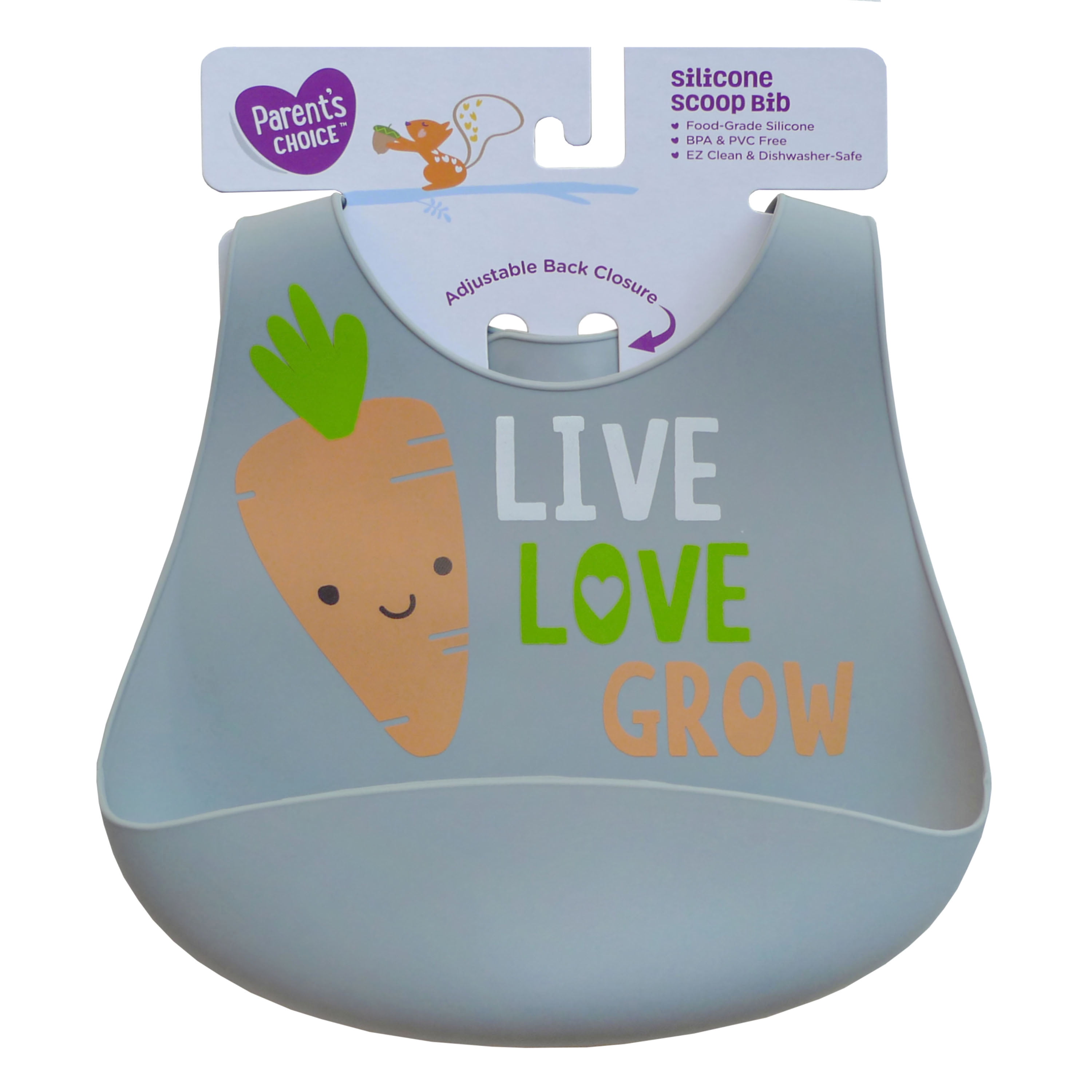 Parent's Choice Carrot Silicone Scoop Bib