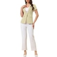 thumbnail image 2 of INSPIRE CHIC Women's Blazer Notch Lapel Collar Short Sleeves One Button Wear-to-Work Suit Jackets XL Light Khaki, 2 of 6