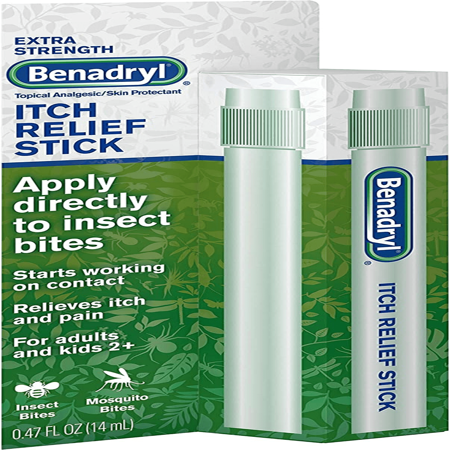 Benadryl Extra Strength Analgesic Skin Protectant Itch Relief Stick, 0.47oz